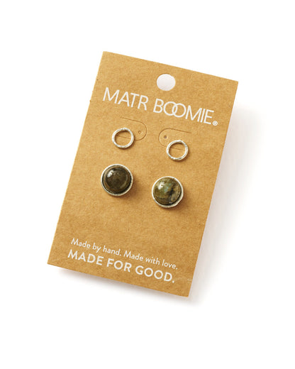 Indali Labradorite Stud Earrings - Set of 2 Semi Precious - Matr Boomie Wholesale