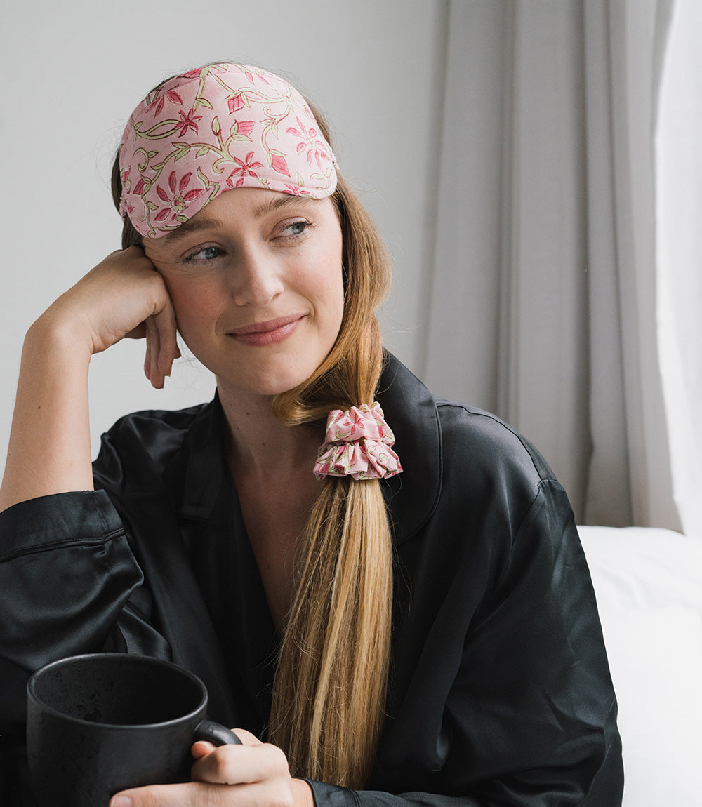 Aaram Hair Scrunchie and Eye Mask Set - 100% Cotton