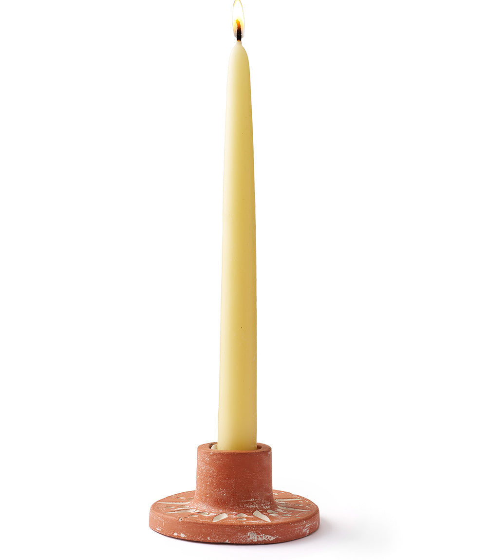 Daksha Full Moon Taper Candle Holder - terracotta - Matr Boomie Wholesale
