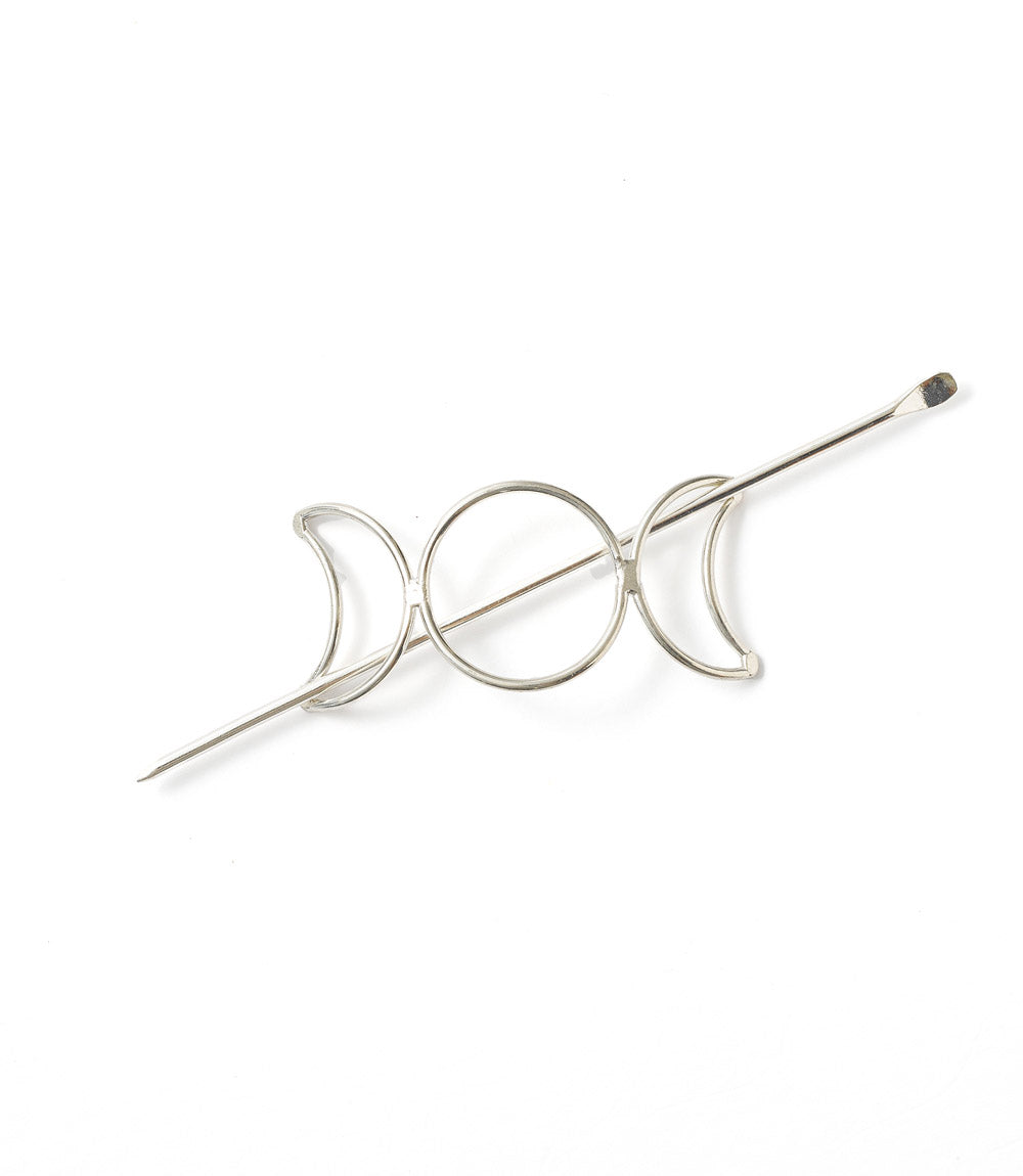 Indukala Moon Phase Hair Slide with Stick - Silver - Matr Boomie Wholesale