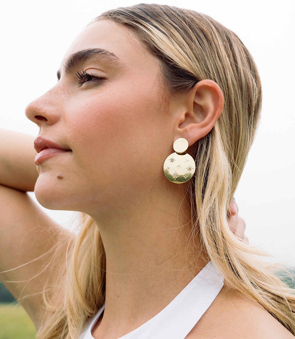 Sitara Starry Double Circle Dangle Earrings