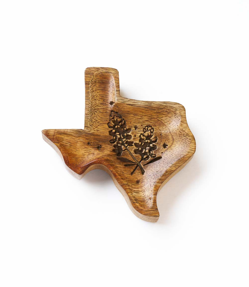 Texas Bluebonnet Jewelry Tray - Mango Wood