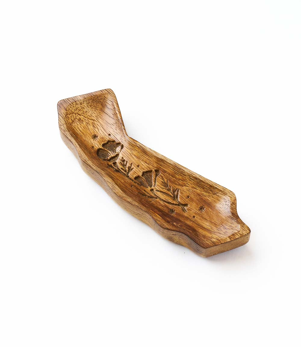 California State Poppy Trinket Dish - Mango Wood