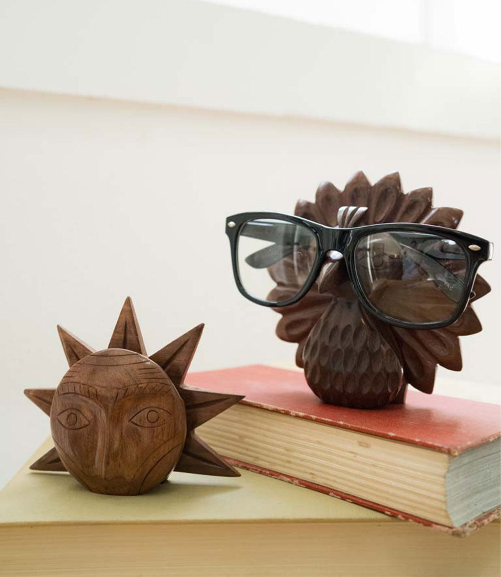 Sun Eyeglass Holder Stand - Handcrafted Sheesham Wood