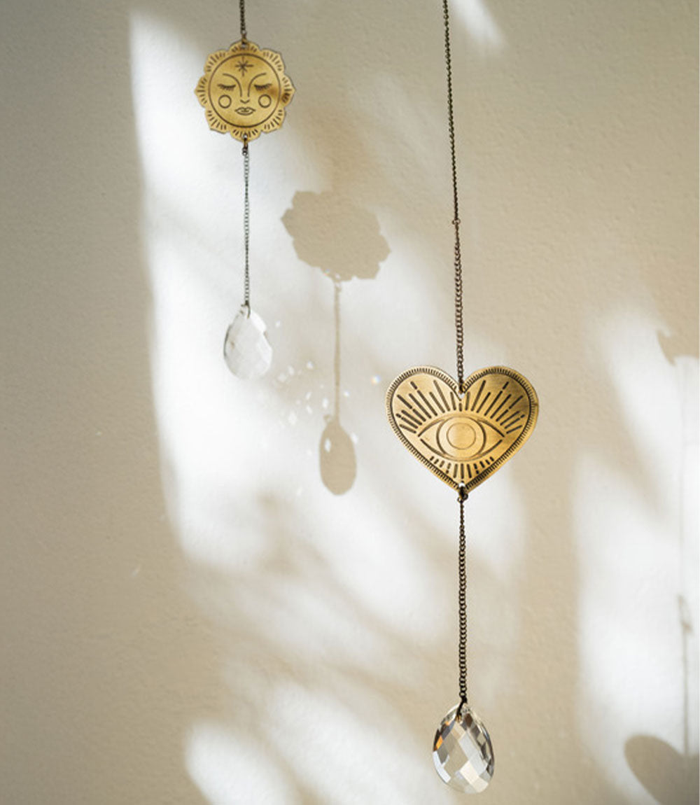 Surya Mini Sun Engraved Brass Suncatcher