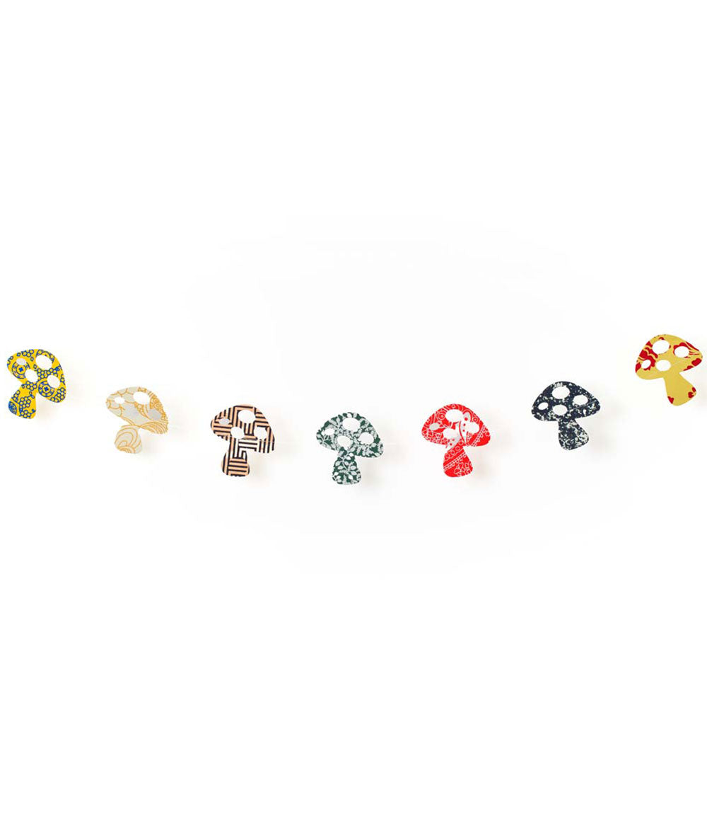 Mushroom Recycled Paper Garland - Assorted Prints