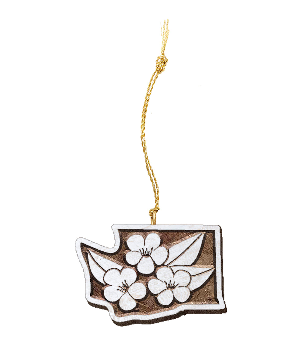 Washington State Rhododendron Ornament - Hand Carved State Flower