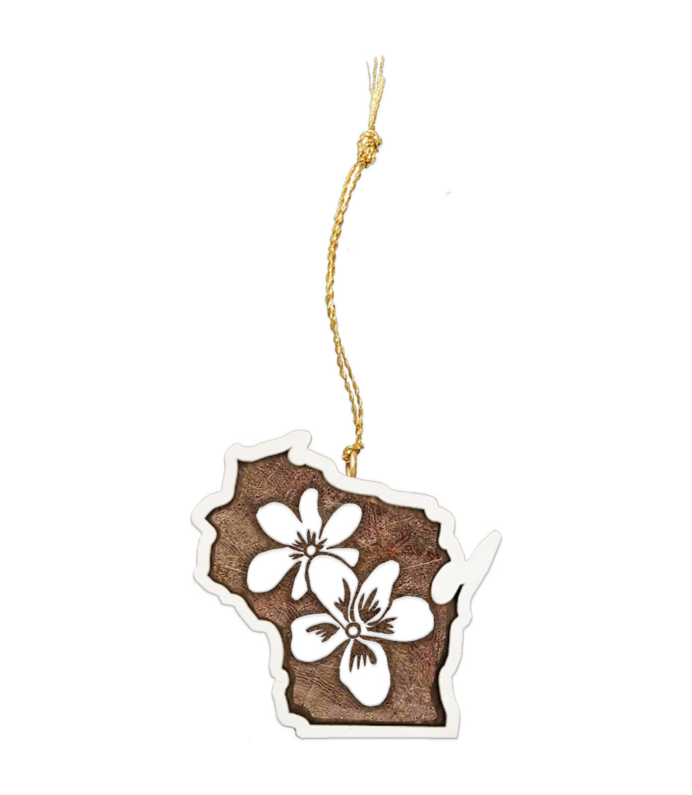Wisconsin State Violet Ornament - Hand Carved State Flower