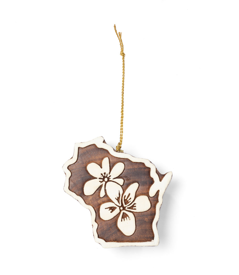 Wisconsin State Violet Ornament - Hand Carved State Flower