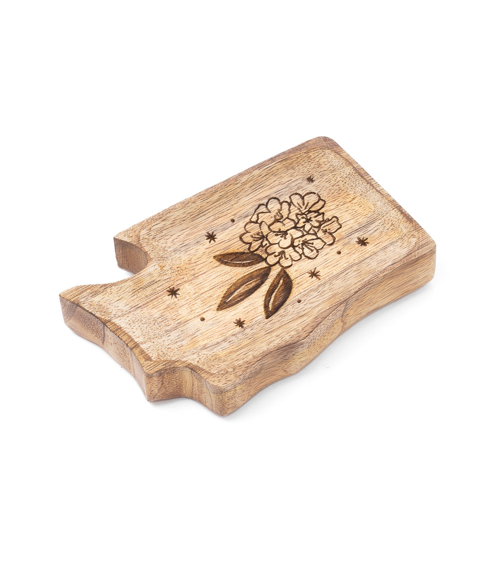 Washington State Rhododendron Trinket Dish - Mango Wood