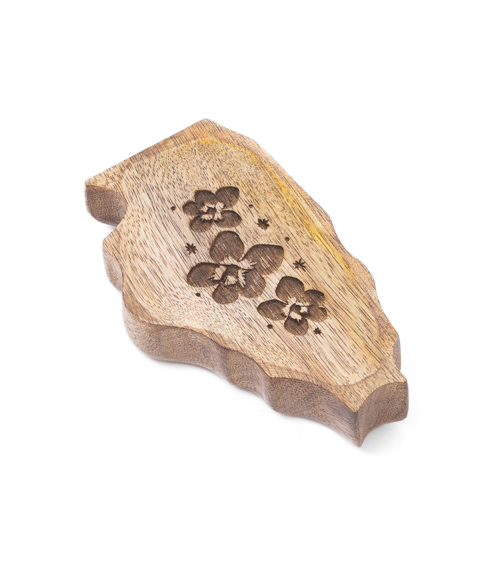 Illinois State Blue Violet Trinket Dish - Mango Wood