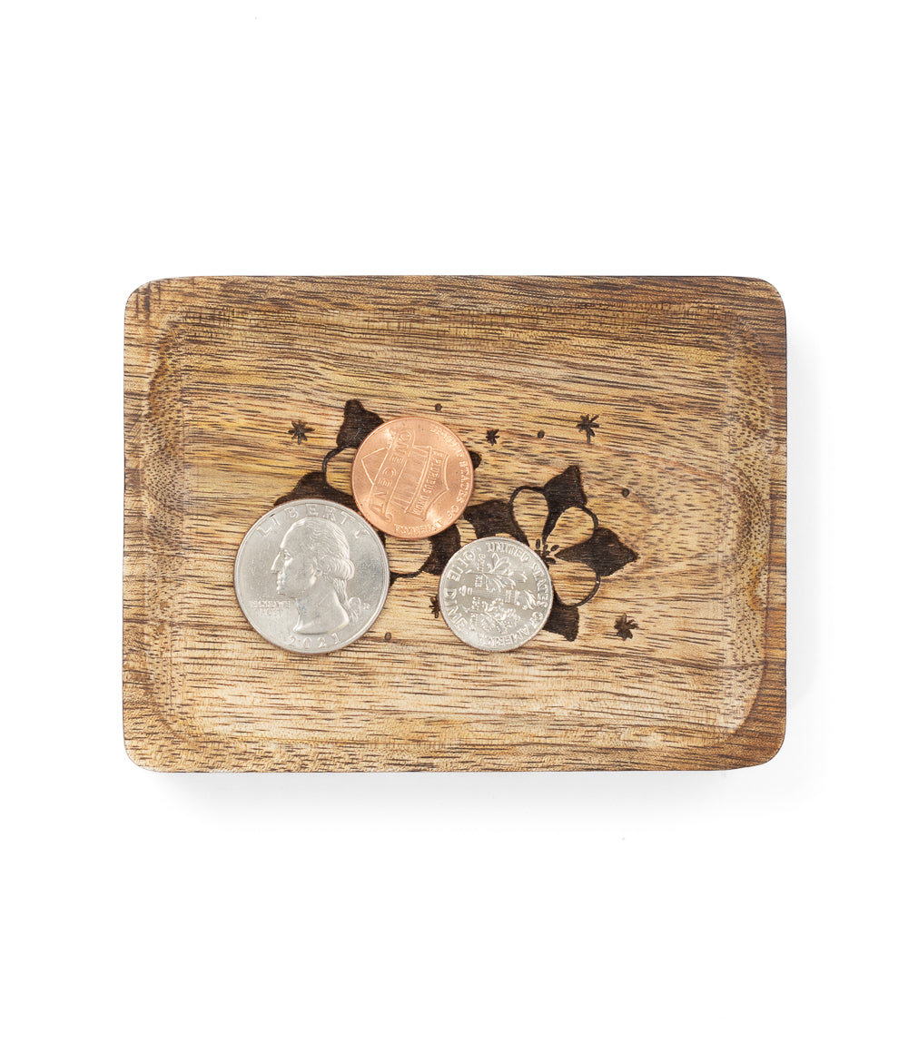Colorado State Blue Columbine Trinket Dish - Mango Wood