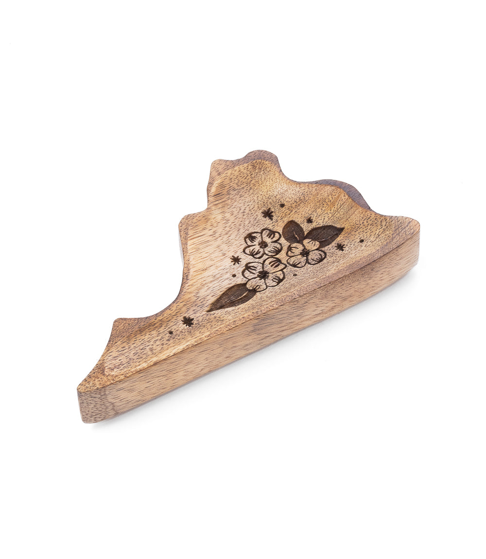 Virginia State Dogwood Trinket Dish - Mango Wood