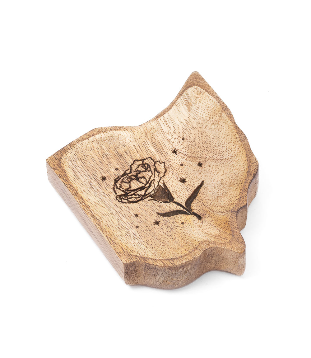 Ohio State Carnation Trinket Dish - Mango Wood