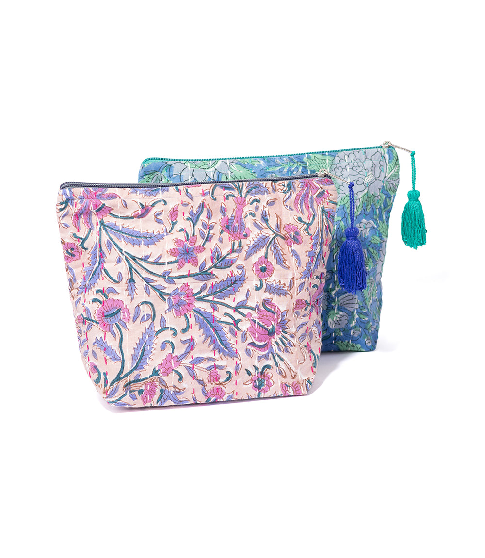 Kantha Zippered Pouch - Assorted Colors