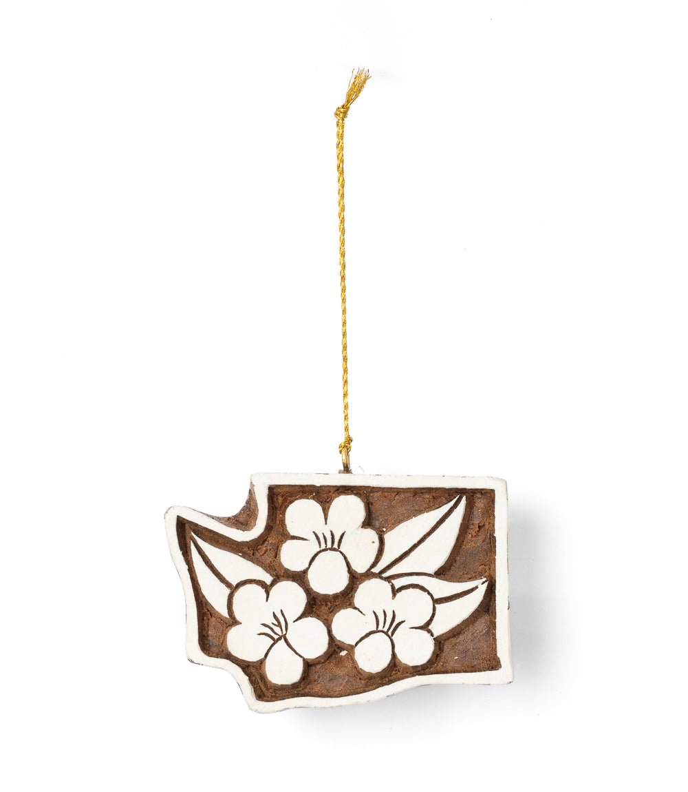 Washington State Rhododendron Ornament - Hand Carved State Flower