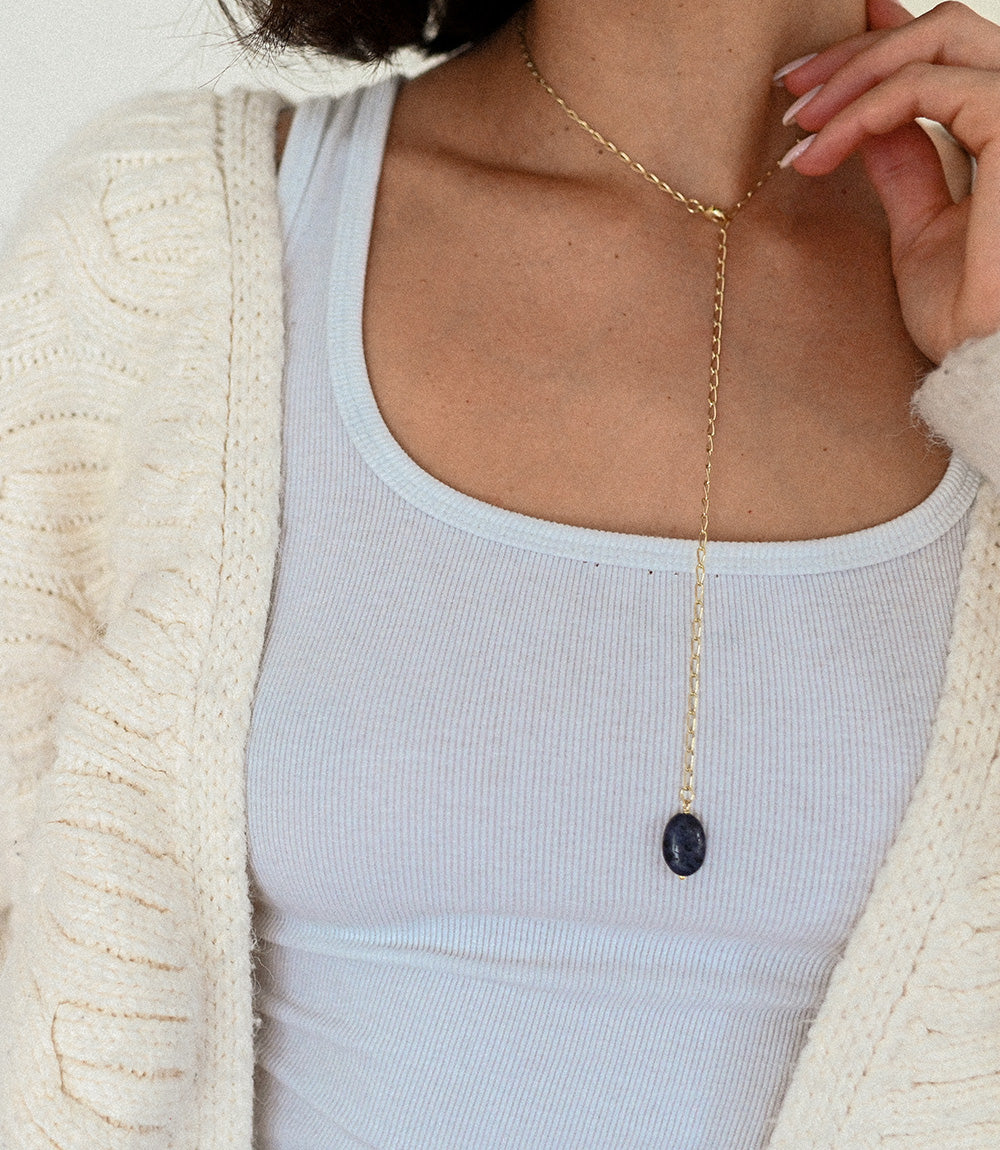 Indali Sodalite Semiprecious Gemstone Drop Necklace - Blue