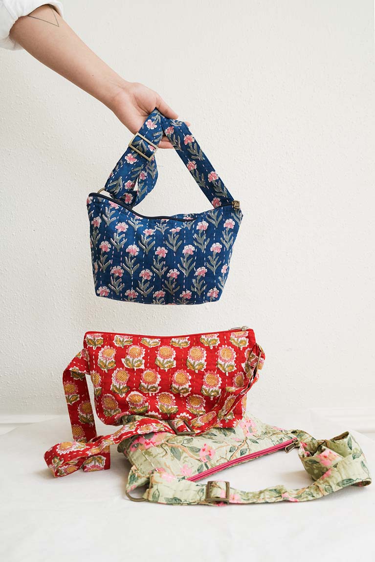 Kantha Crossbody Sling Bag, Assorted Cotton Prints