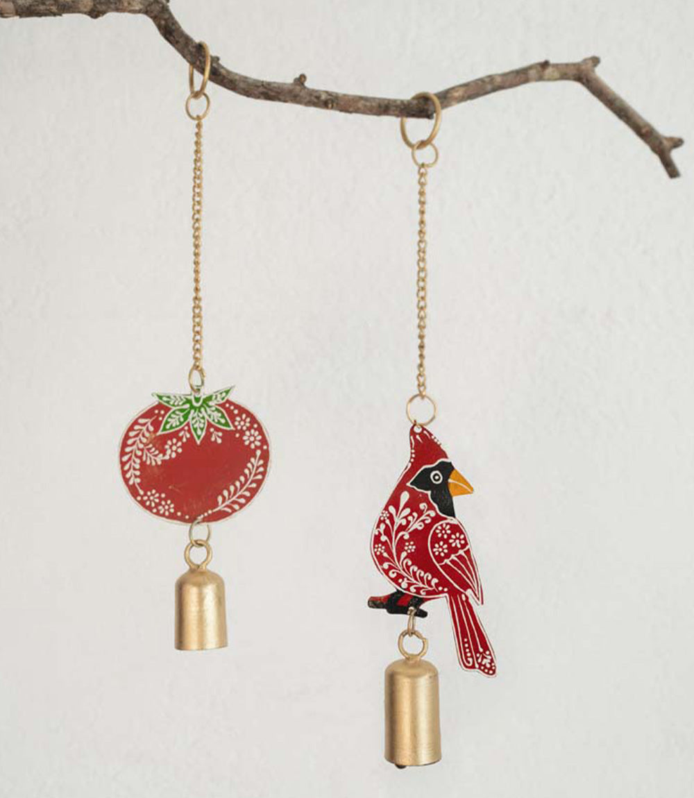 Henna Cardinal Wind Chime - Hand Painted