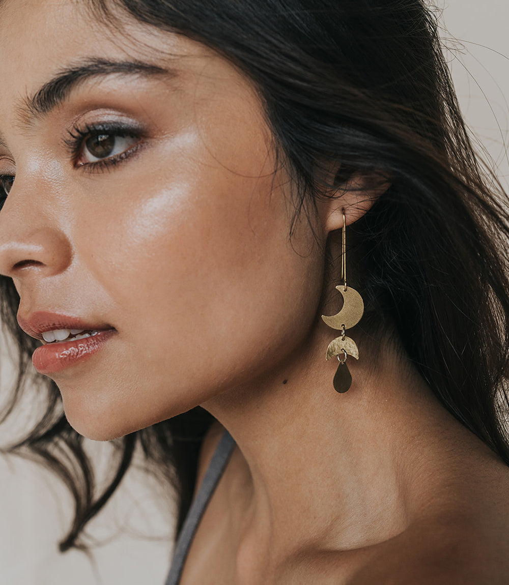 Rajani Moon Phase Drop Earrings