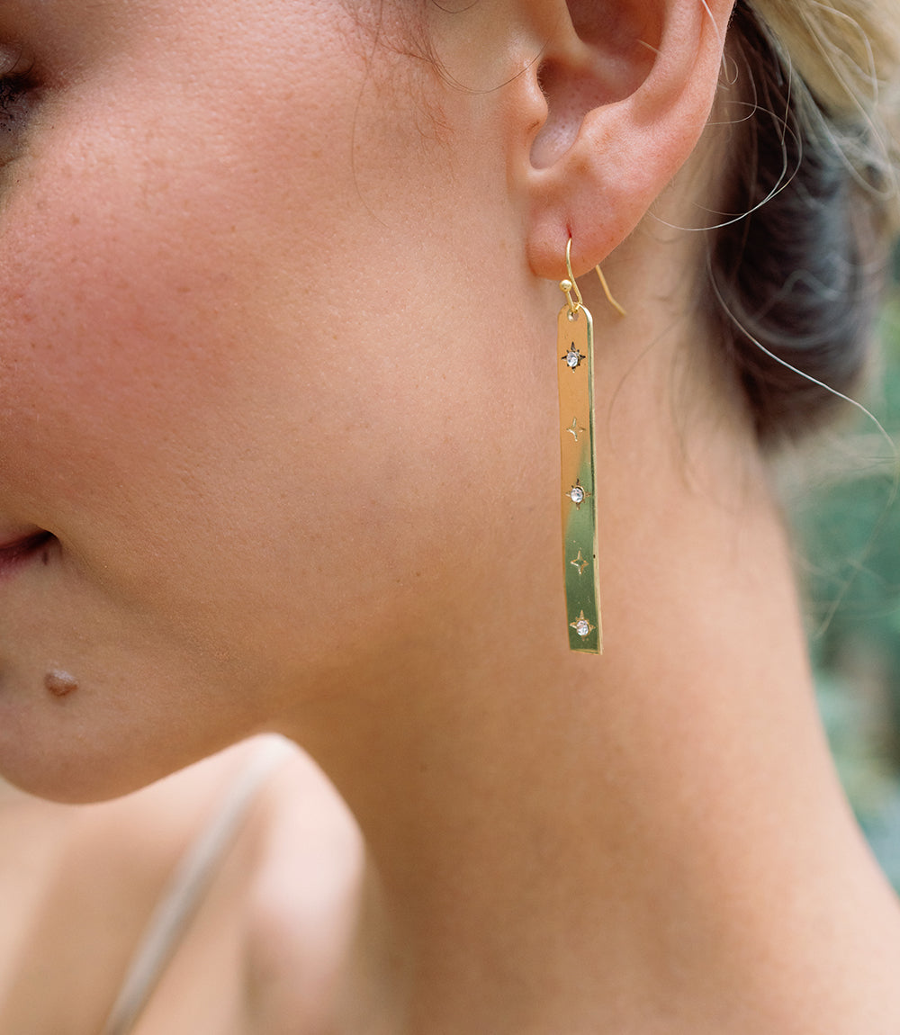 Sitara Starry Long Linear Studded Earrings