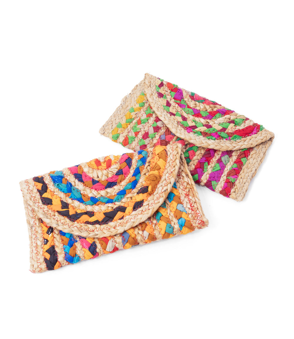 Chindi Multicolor Foldover Clutch Bag - Hand Woven