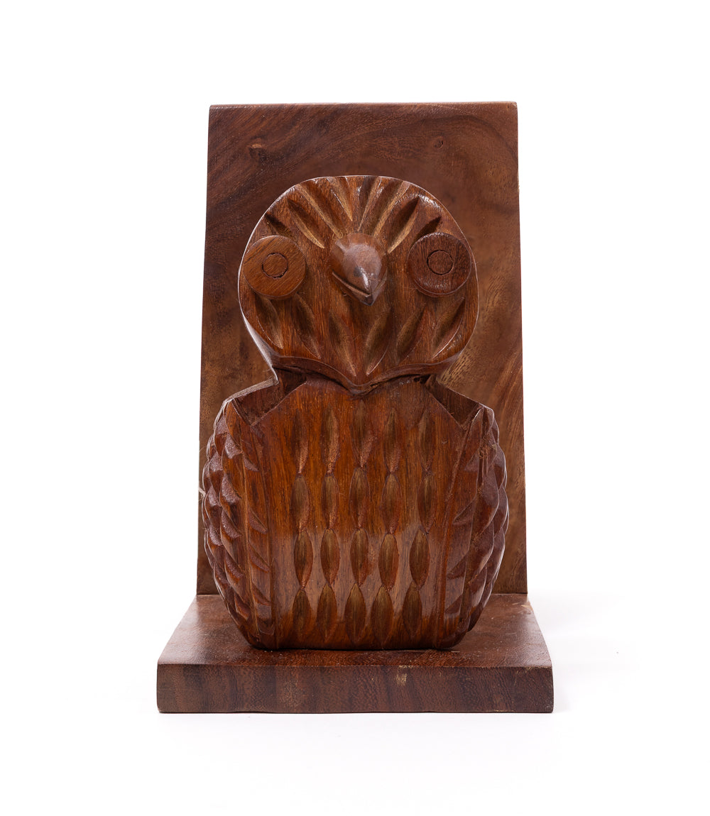 Owl Book & Glasses Caddy - Hand Carved Wood