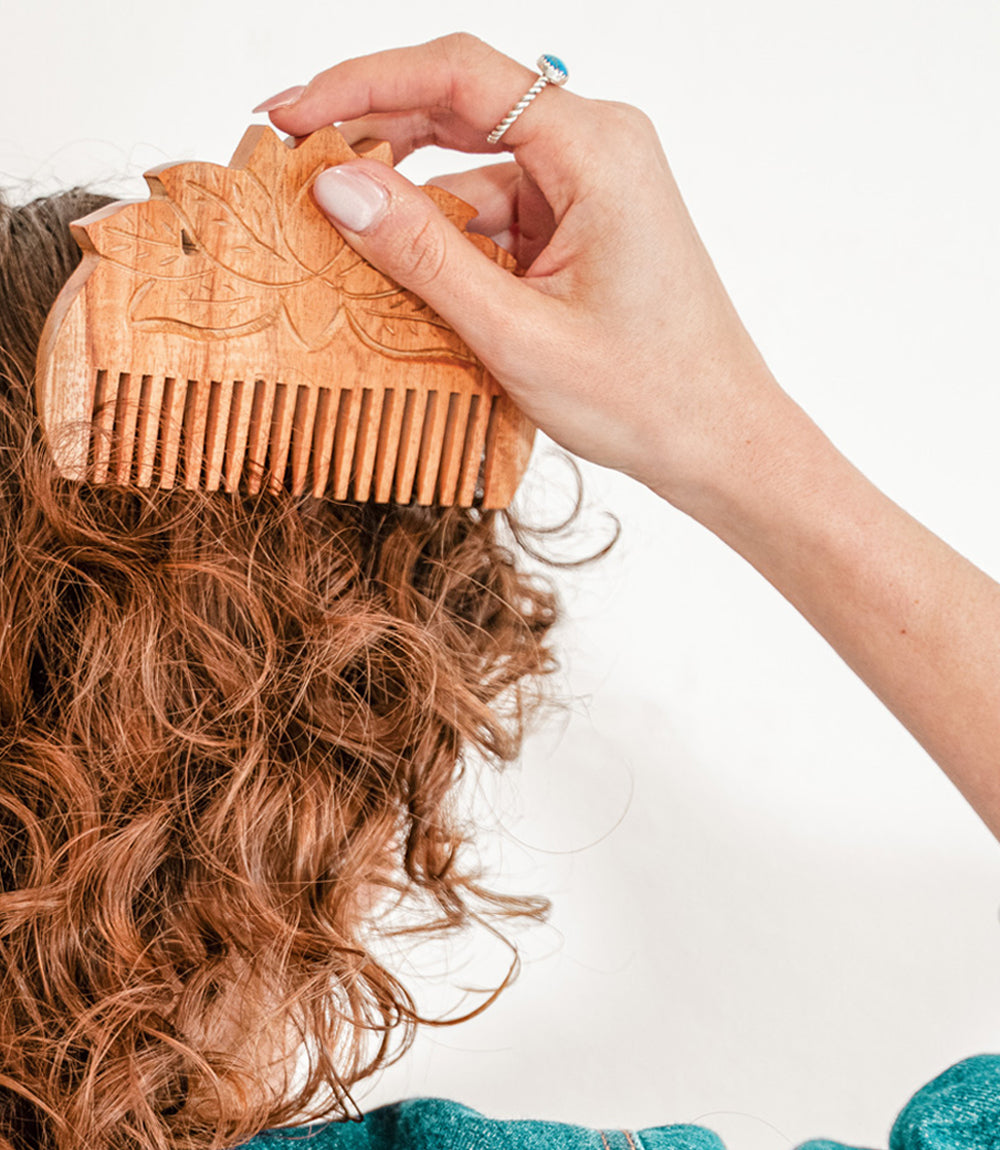 Lotus Flower Neem Wood Comb
