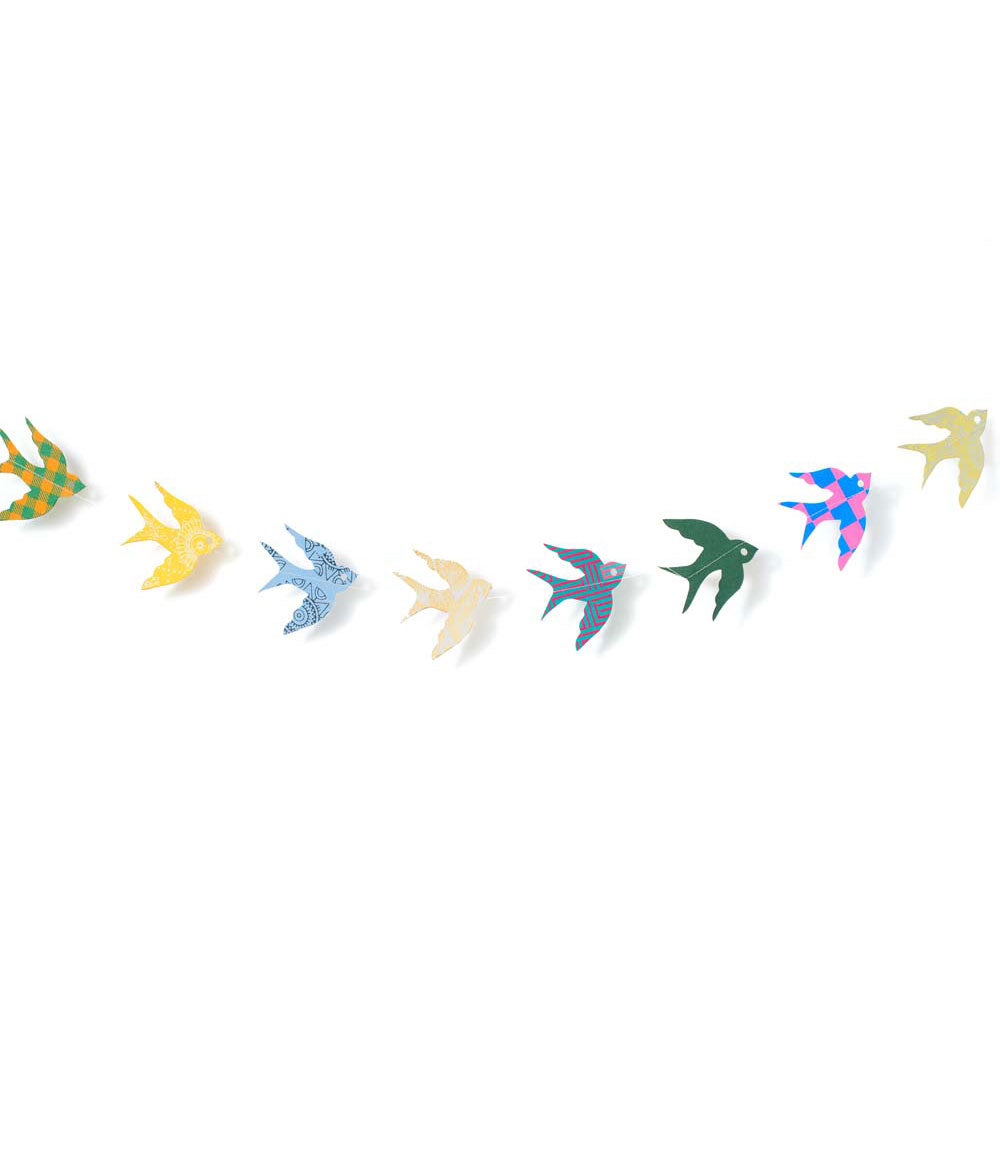 Bird Recycled Paper Garland - Assorted Prints