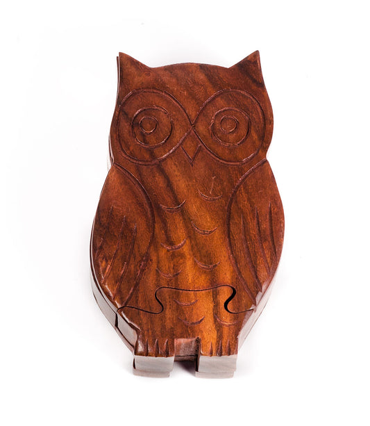 Owl Puzzle Box - Ethically Hand Carved Sheesham Wood