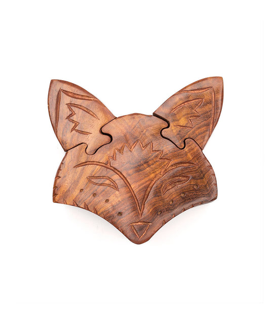 Fox Face Puzzle Box - Hand Carved Sustainable Wood