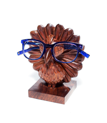 Peacock Glasses Holder Stand - Handcrafted Wood