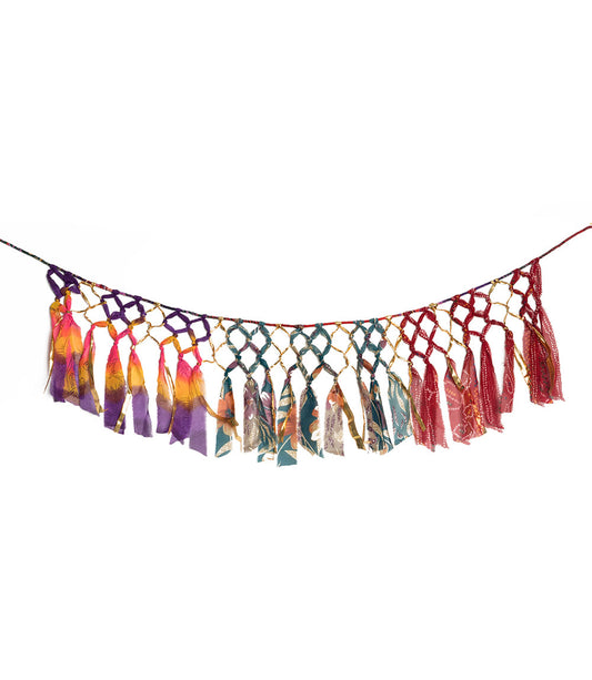 Macrame Upcycled Sari Hanging Garland Decoration