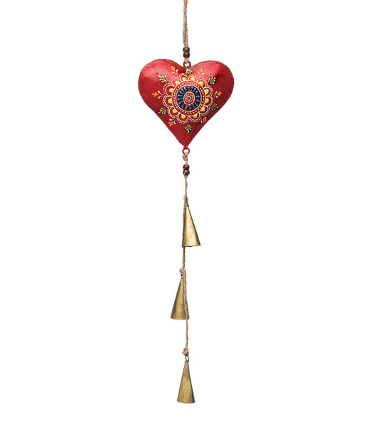 Henna Treasure Heart Bell Wind Chime - Hand Painted Patio Decor - Matr Boomie Wholesale