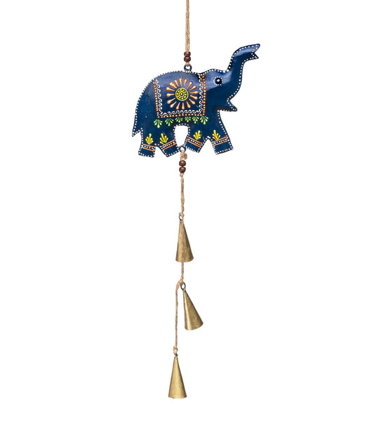 Henna Treasure Elephant Bell Wind Chime - Hand Painted Patio Decor - Matr Boomie Wholesale