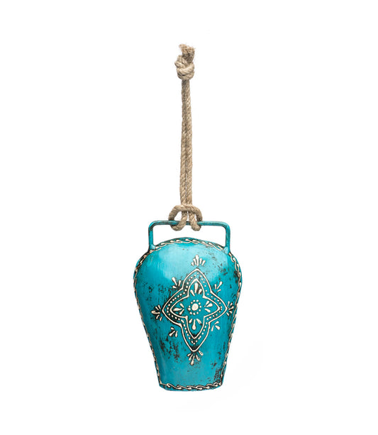 Henna Treasure Teal Bell Wind Chime - Hand Painted Patio Decor - Matr Boomie Wholesale