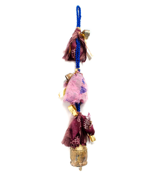 Sari Bell Long Wind Chime - Assorted Upcycled Fabric
