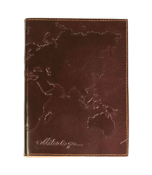 World 5x7 Leather Journal - Refillable Recycled Paper