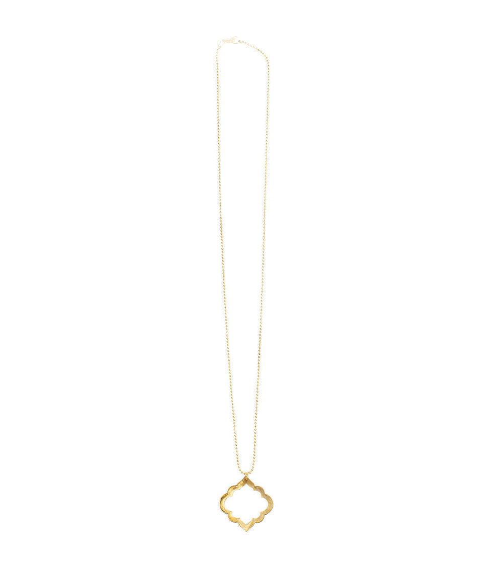 Ashram Arch Window Gold Tone Drop Necklace Ball Chain