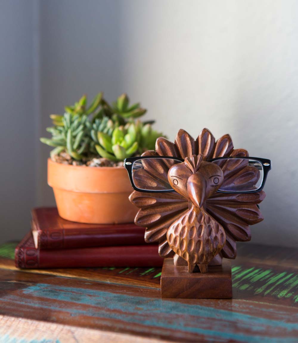 Carved Owl Eyeglass Holder