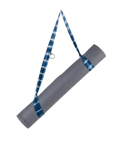 Shibori Tie Dye Yoga Mat Strap - Indigo. White