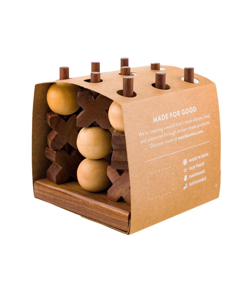 3D Tic Tac Toe Game Set - Handcrafted Wood