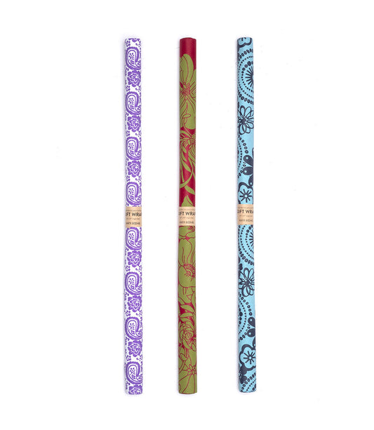 Recycled Paper Gift Wrap Single Rolls - Assorted Eco Friendly