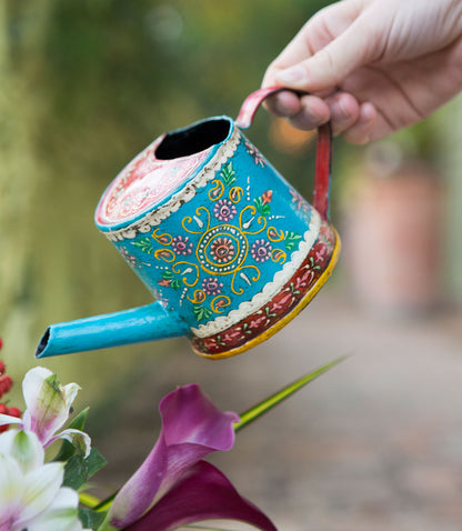 Henna Treasure Floral Mini Metal Watering Can - Hand Painted