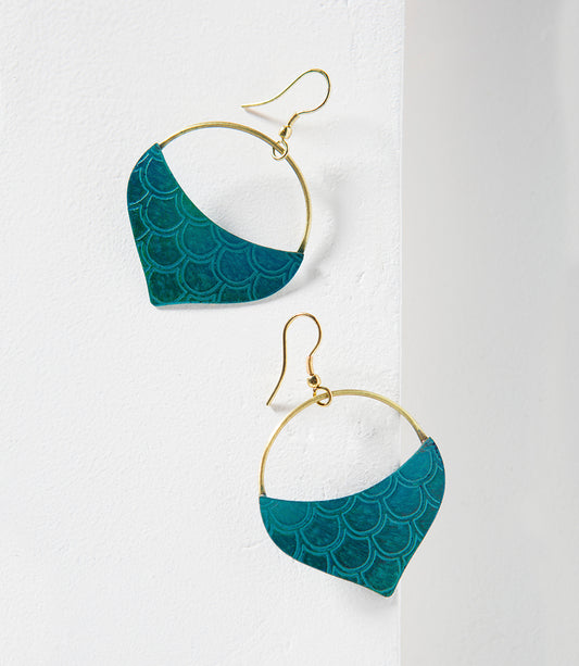 Jaladhi Mermaid Teal Drop Earrings