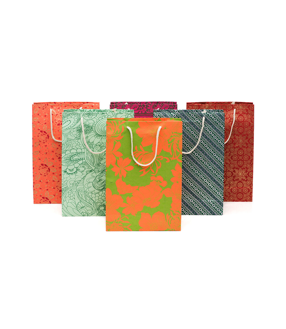 Recycled Paper Tall Gift Bag 15x10x4.5 - Assorted Eco-Friendly
