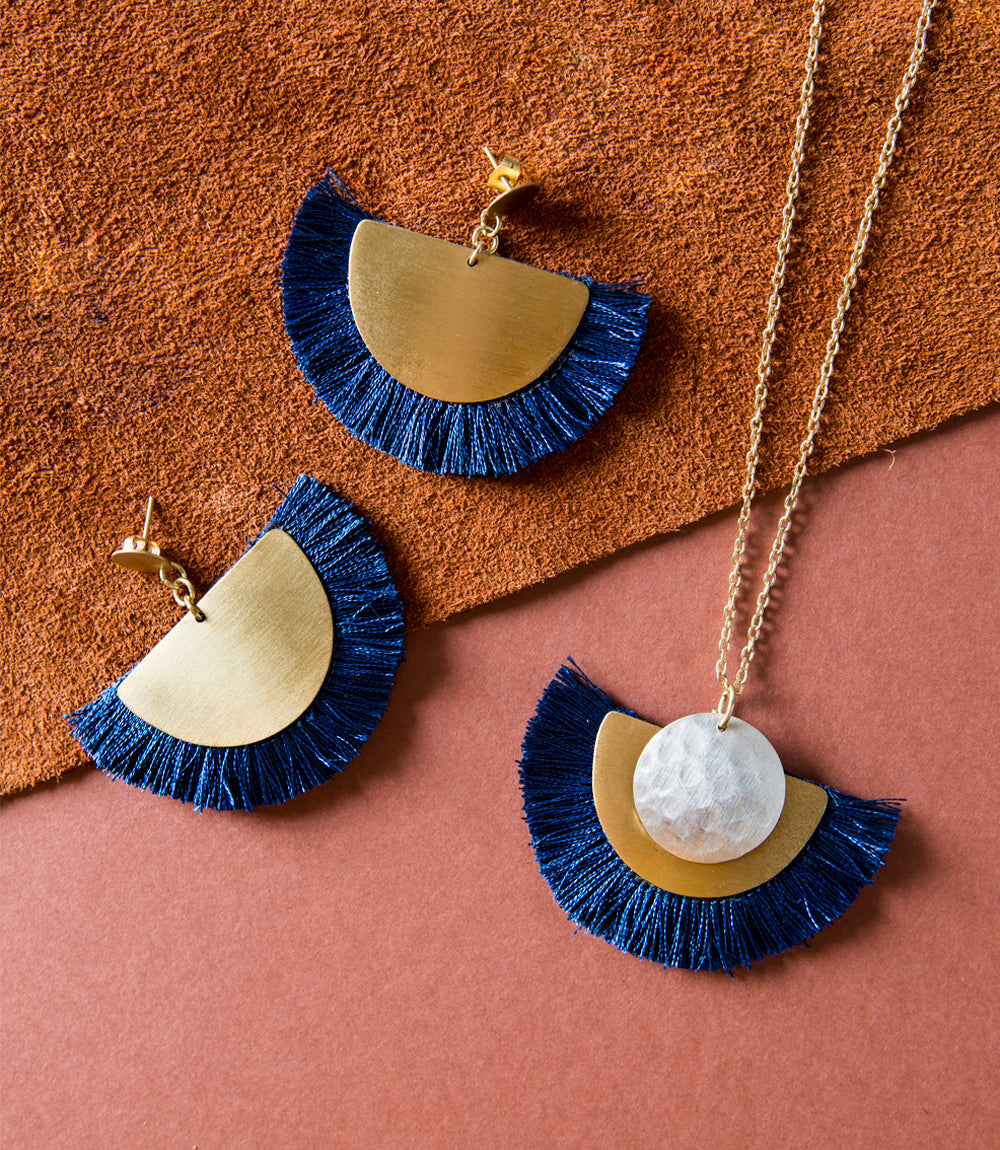 Vitana Cosmos Blue Fringe Drop Necklace