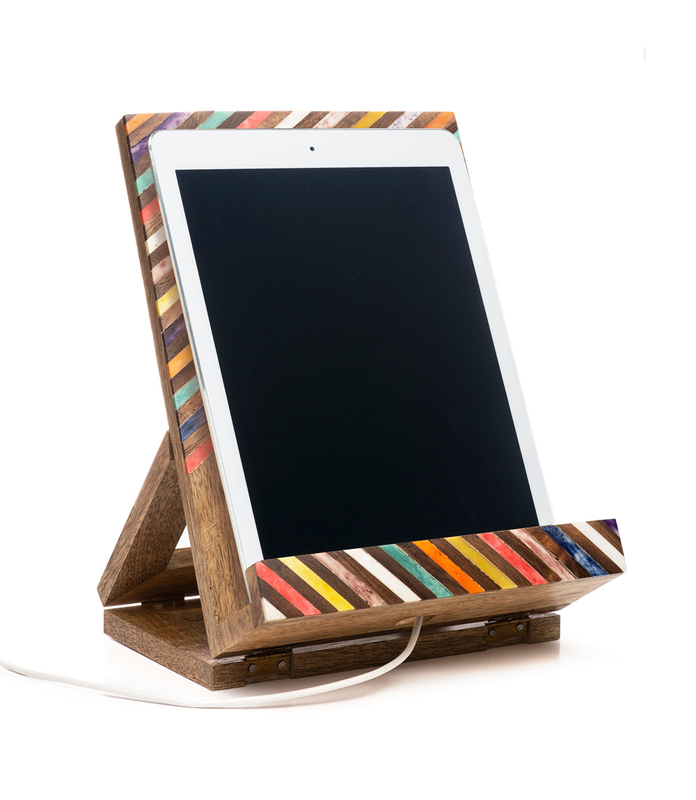 Banka Mundi Book Tablet Stand -  Collapsible, Mango Wood, Bone