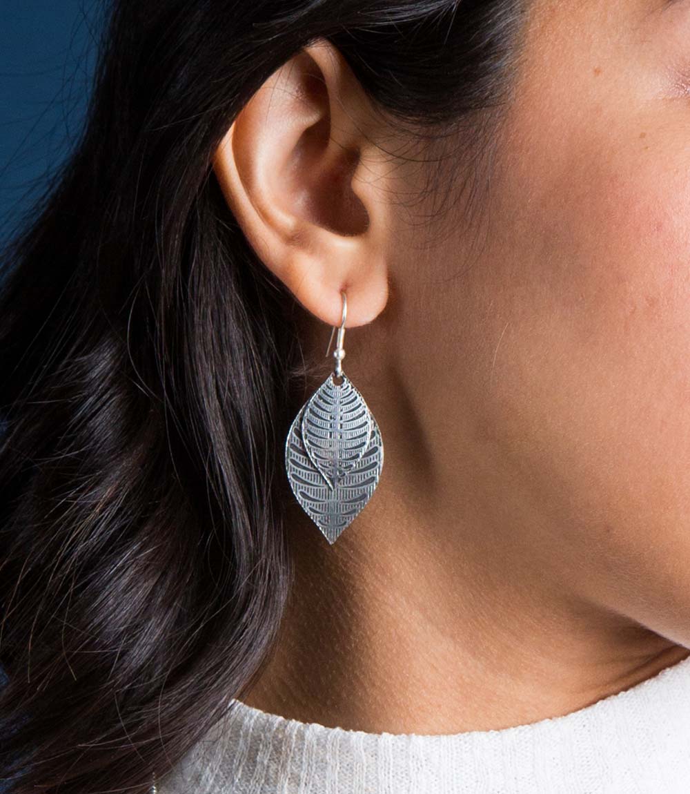 Sanctuary Silver Leaf Drop Earrings