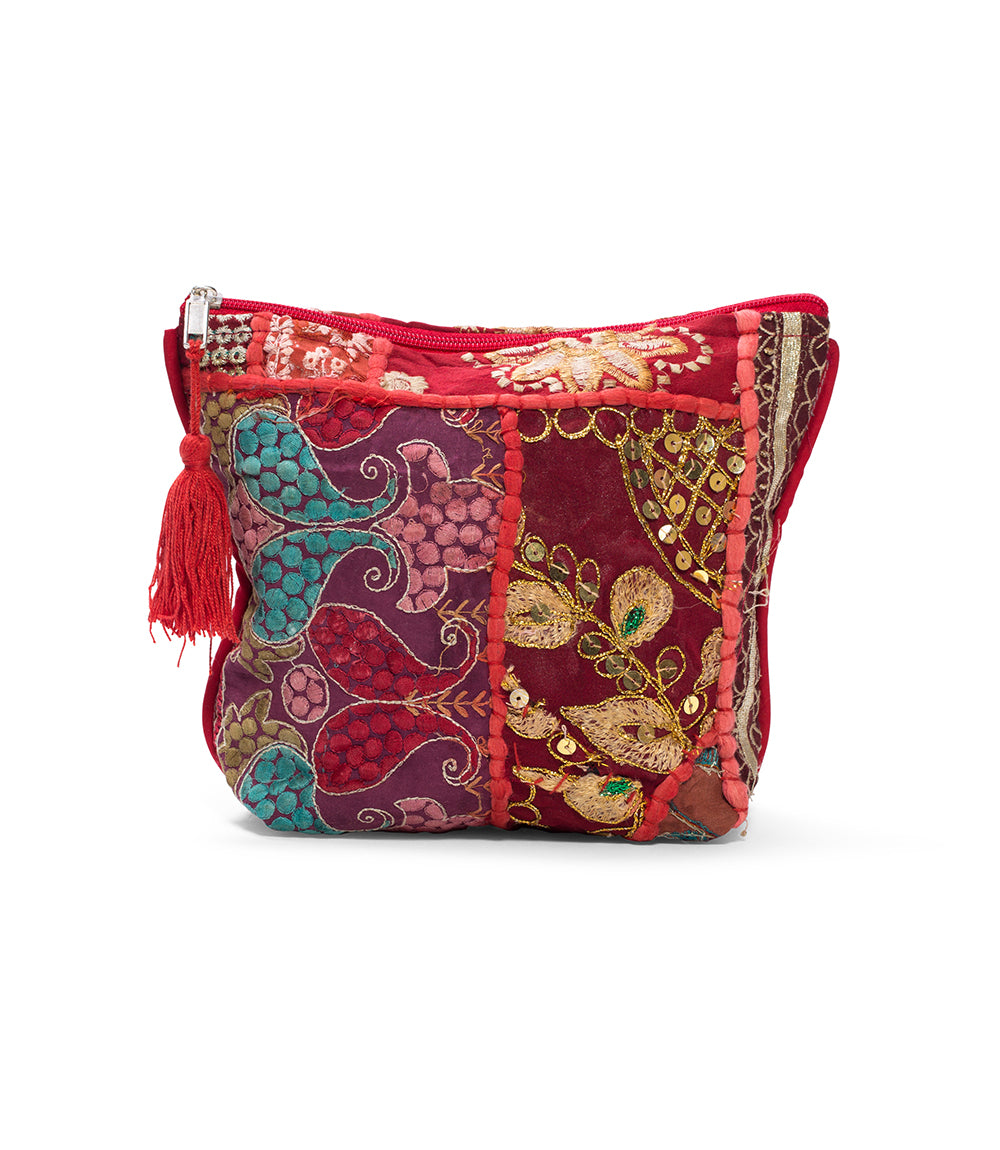 Color Splash Embroidered Cosmetic Bag - Assorted, Handmade